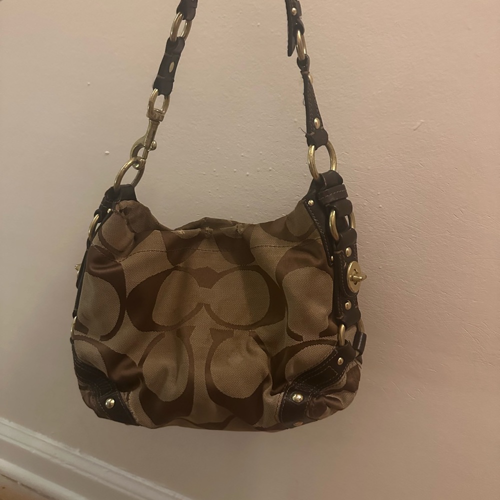 Coach Brown and Tan Shoulder Bag